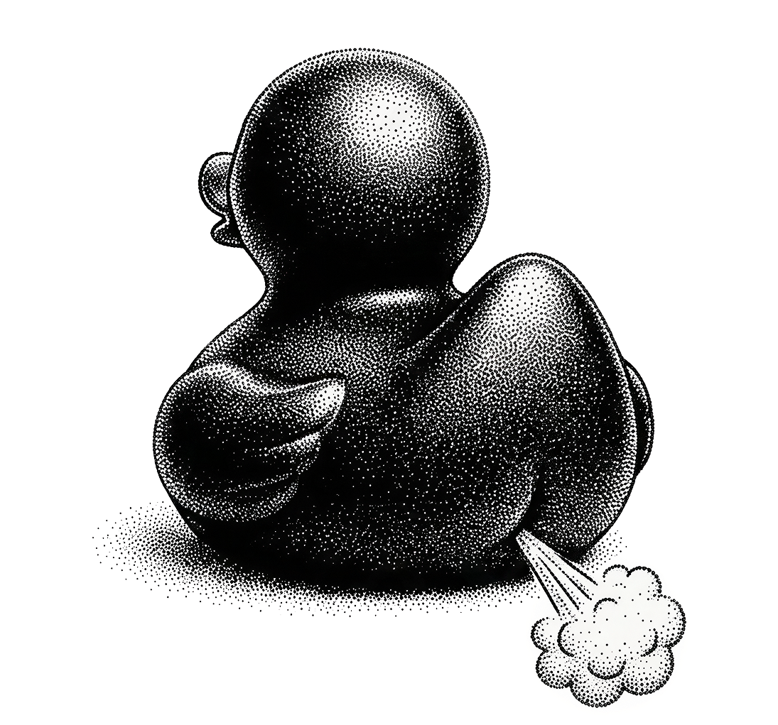 A rubber duck from behind